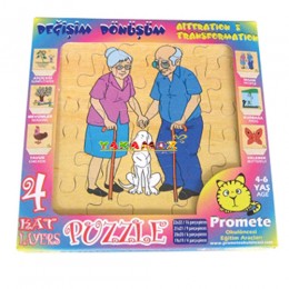 4 Katlı İnsan Puzzle, Katlı Puzzle, Puzzle, Eğitici Oyuncaklar, Anaokulu Malzemeleri, Okul Öncesi Eğitim Araçları, Eğitim Araçları